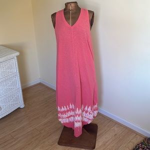 NWT Z Supply coral tie dye hem 100% cotton knit sleeveless maxi dress size L